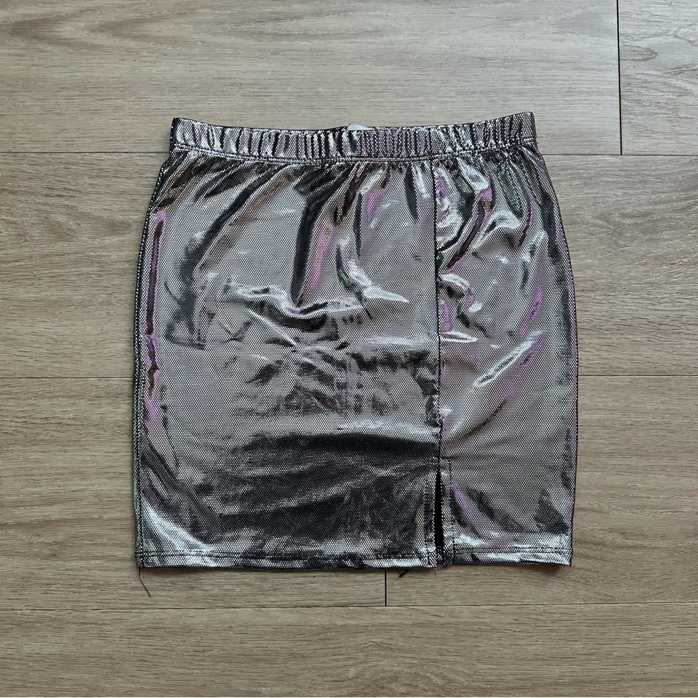 Charlotte Russe Metallic Silver Mini Skirt